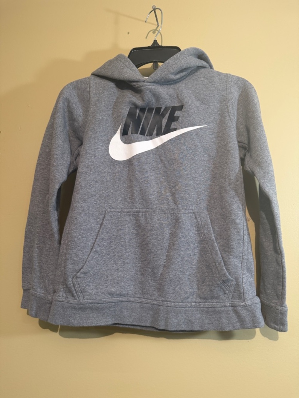 Nike Gray Hoodie with White Swoosh and Black Logo